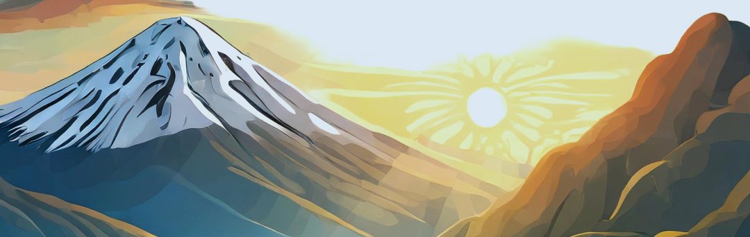 Illustration of a snow-capped peak lit by a rising sun — the bar for design work climbing higher
